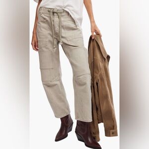 NWT Free People We The Free Moxie Low Slung Drawstring Barrel Jeans Sz 27 Jetty